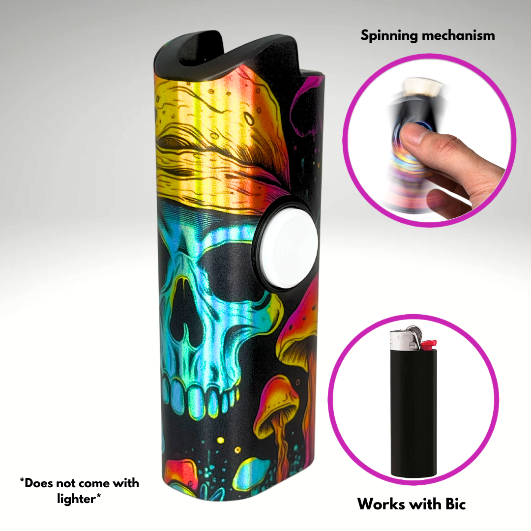 FLKR LYTR® Fidget Spinner Lighter Case "Skull Mushroom" for Bic® Spinner Lighter Case | FLKR LYTR - $11.99