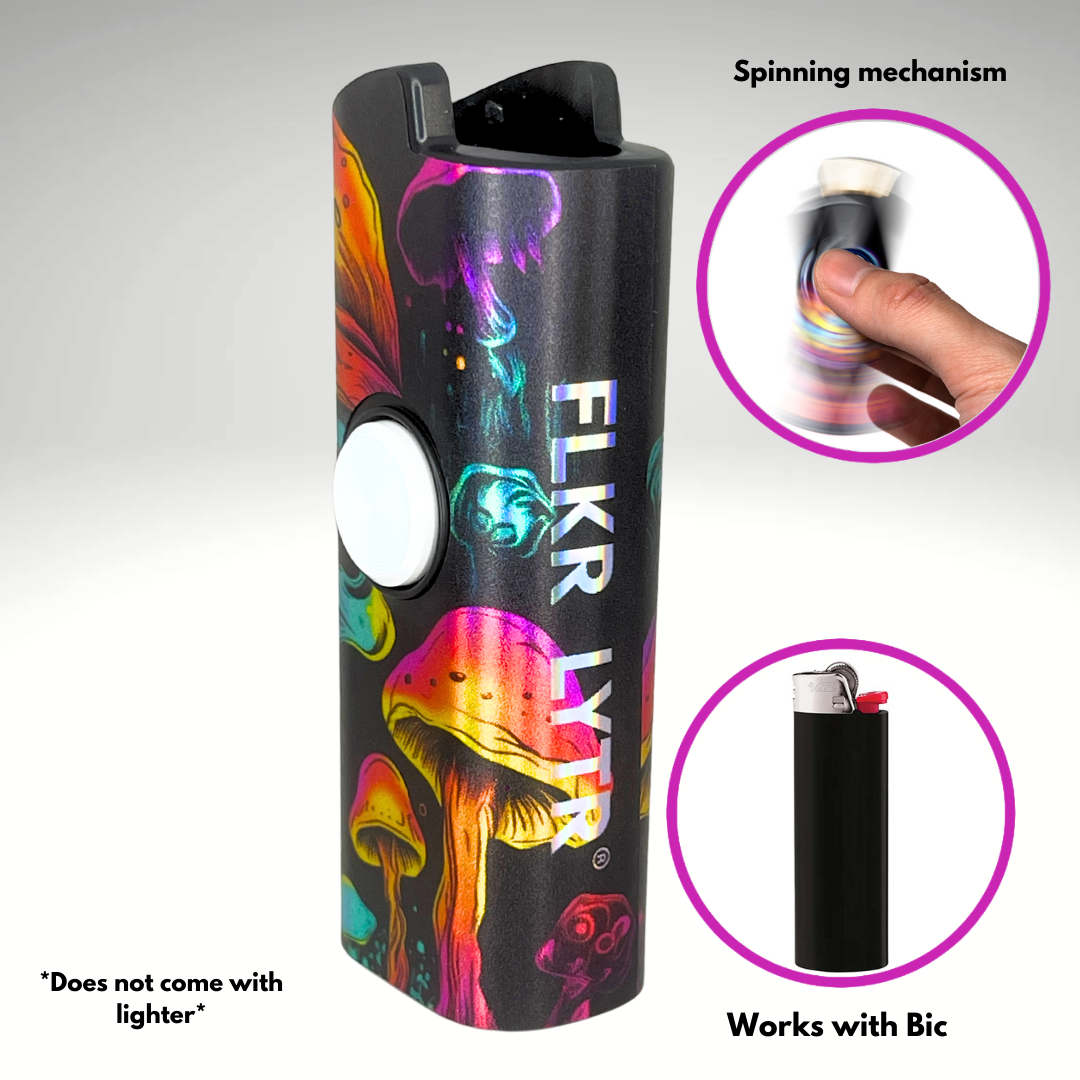 FLKR LYTR® Fidget Spinner Lighter Case "Skull Mushroom" for Bic® Spinner Lighter Case | FLKR LYTR - $11.99