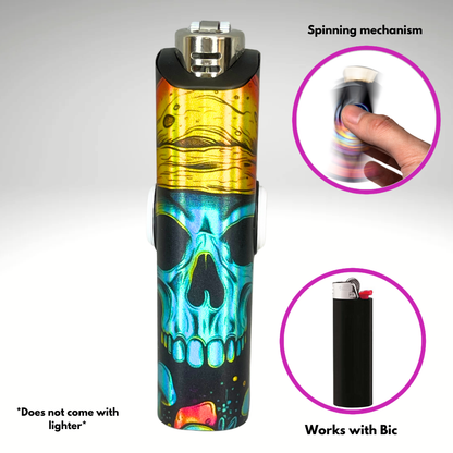 FLKR LYTR® Fidget Spinner Lighter Case "Skull Mushroom" for Bic® Spinner Lighter Case | FLKR LYTR - $11.99