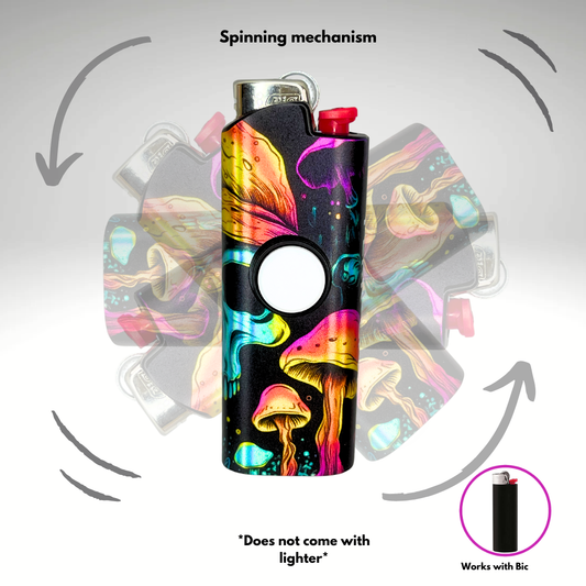FLKR LYTR® Fidget Spinner Lighter Case "Skull Mushroom" for Bic® Spinner Lighter Case