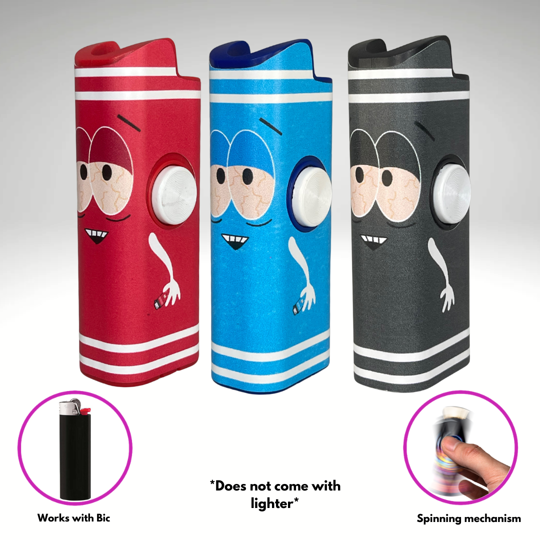 FLKR LYTR® Towlie Pack"Blue, Black, Red" Fidget Spinner Lighter Case for Bic® Spinner Lighter Case | FLKR LYTR