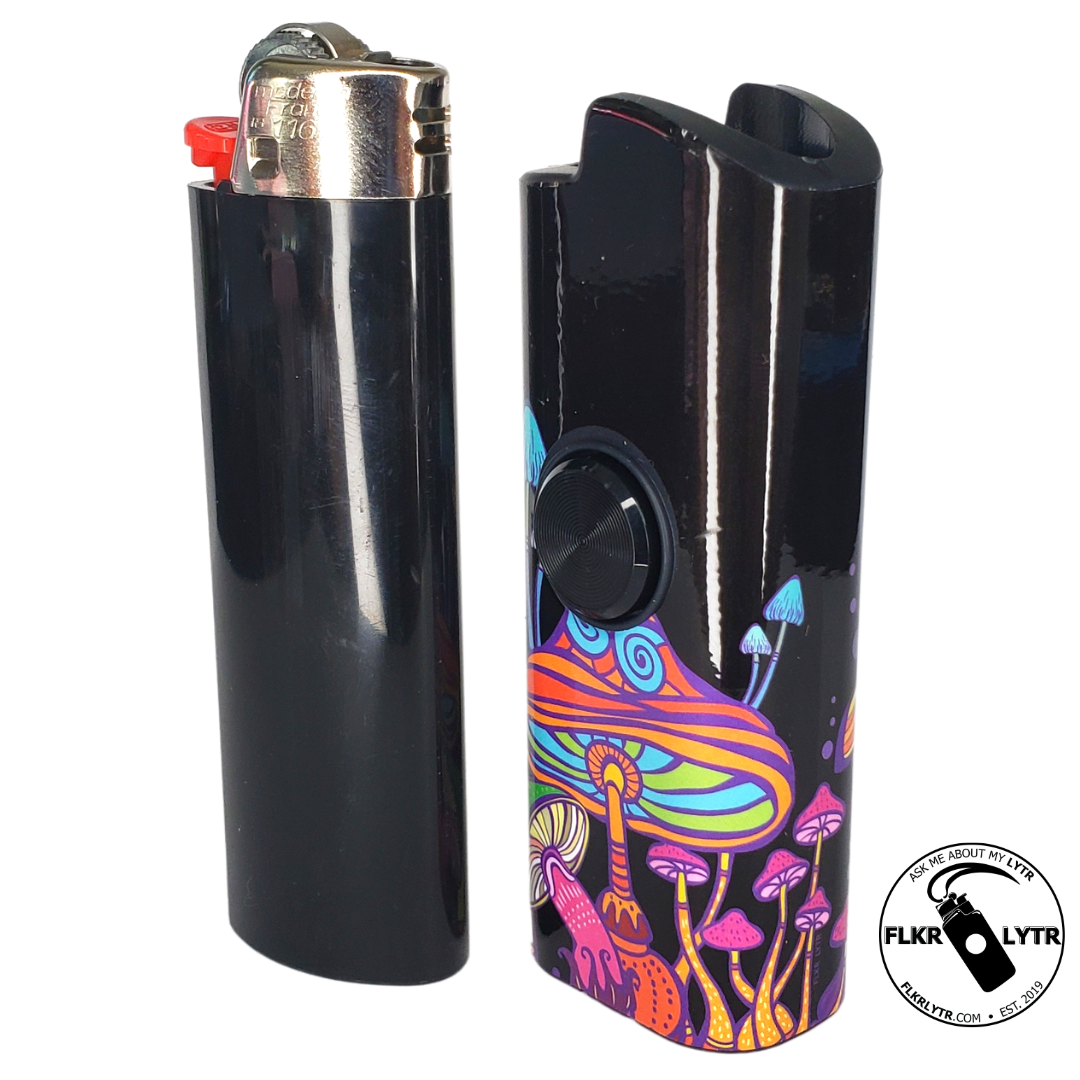 FLKR LYTR® Fidget Spinner Lighter Case "Big Mushroom Garden" for Bic® Lighter Case - $12.49