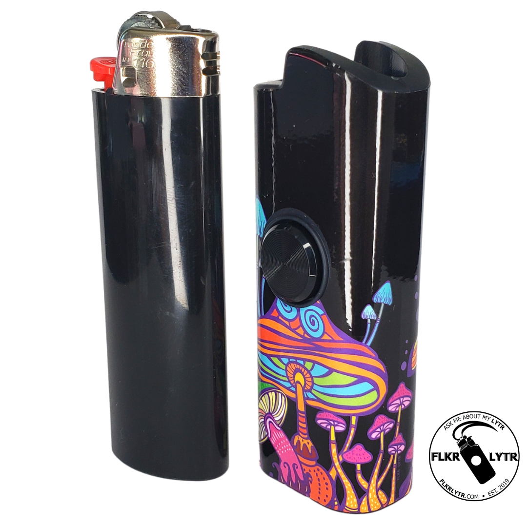 FLKR LYTR® Fidget Spinner Lighter Case "Big Mushroom Garden" for Bic® Lighter Case - $11.99